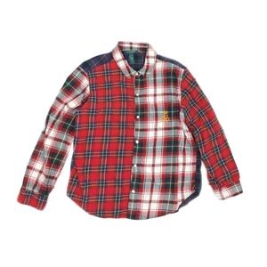 Vtg Ralph Lauren "RLL" Logo Mixed Plaid Button Down Boyfriend Shirt Small EUC